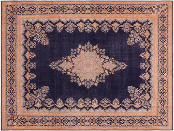 handmade Vintage Vintage Blue Brown Hand Knotted RECTANGLE 100% WOOL area rug 10x13